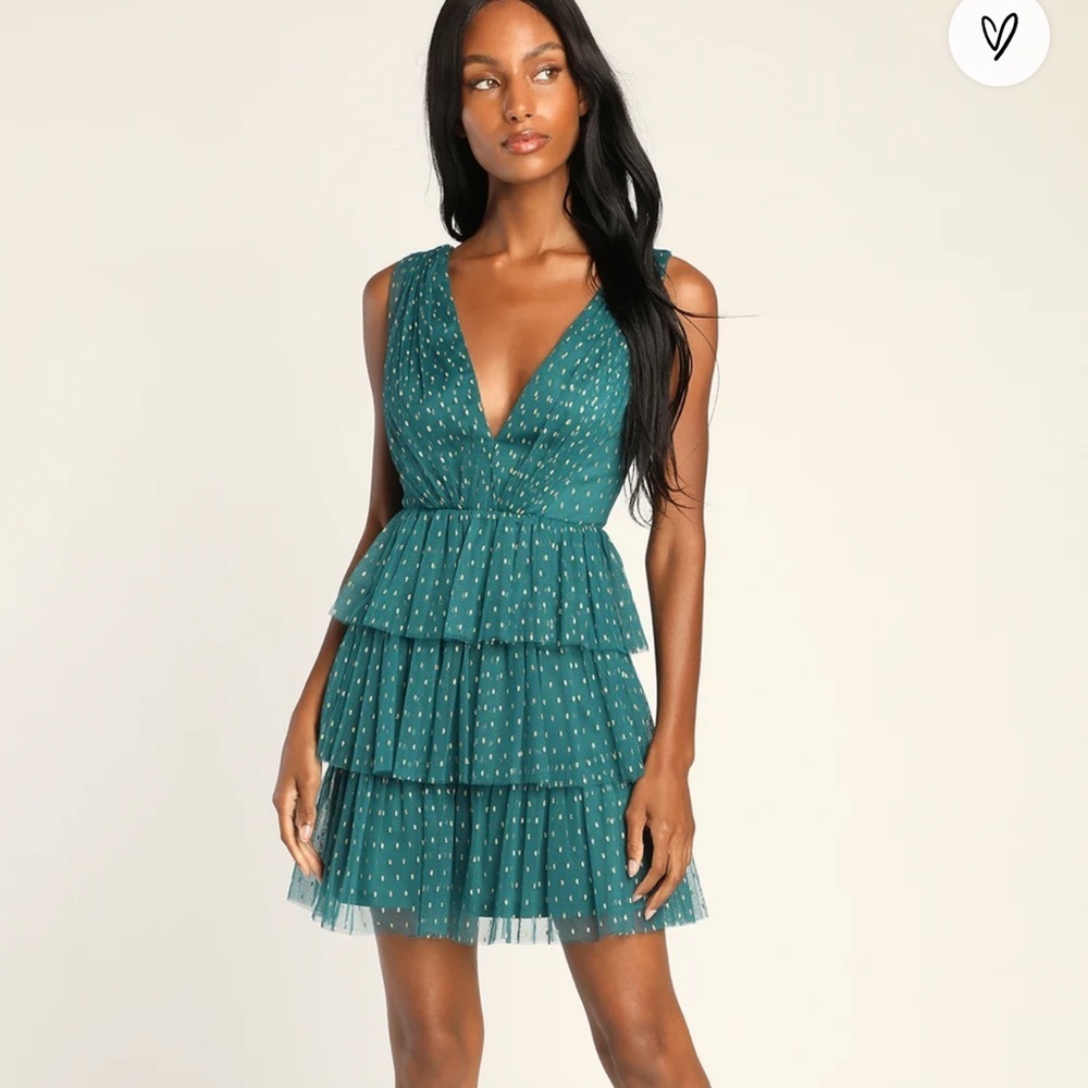 LULUS dotted mini mesh dress